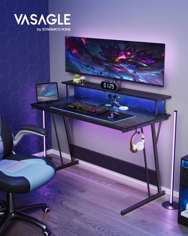 Songmics VASAGLE Gaming-Tisch mit LED-Beleuchtung Bis zu 60% Rabatt