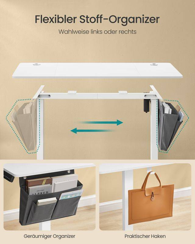Songmics SONGMICS Höhenverstellbarer Schreibtisch elektrisch 60 x 120 x (72-120) cm Nur für heute