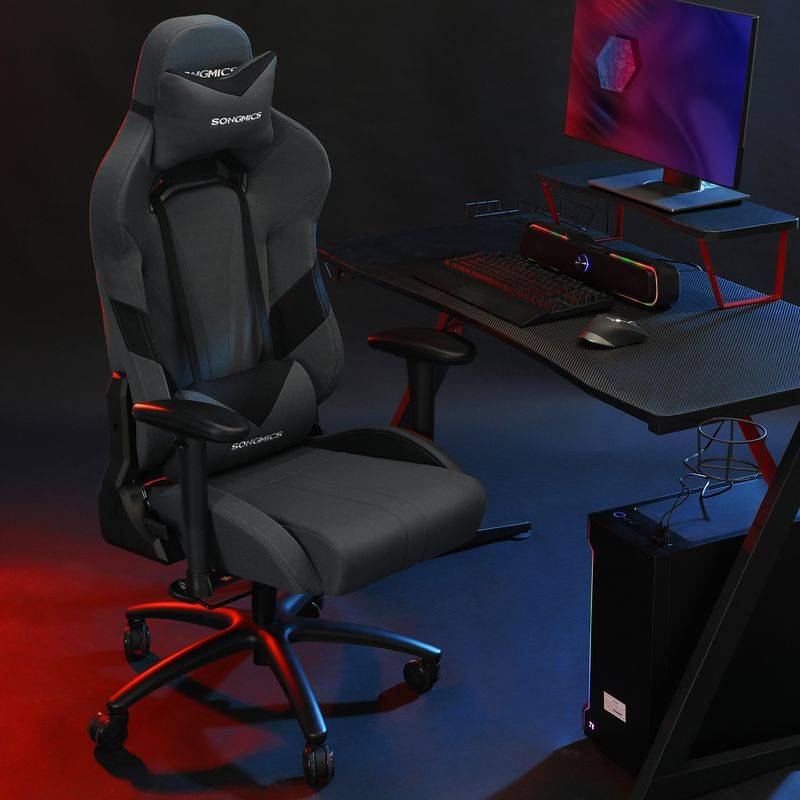 Songmics SONGMICS Gamingstuhl mit Lendenkissen Grau zollfrei