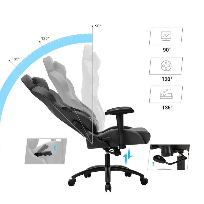 Songmics SONGMICS Gamingstuhl mit Lendenkissen Grau zollfrei