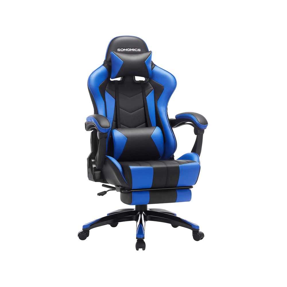 Songmics SONGMICS Gamingstuhl mit Fußstütze Schwarz-Blau Verkauf