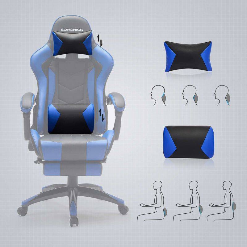 Songmics SONGMICS Gamingstuhl mit Fußstütze Schwarz-Blau Verkauf