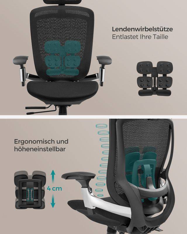 Songmics SONGMICS Schreibtischstuhl neigbare Rückenlehne tintenschwarz Kostenloser Versand