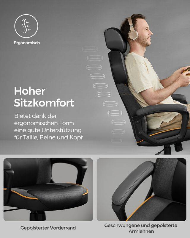 Songmics SONGMICS Gaming-Stuhl mit verstellbarer Kopfstütze Limitierter Zeitrabatt