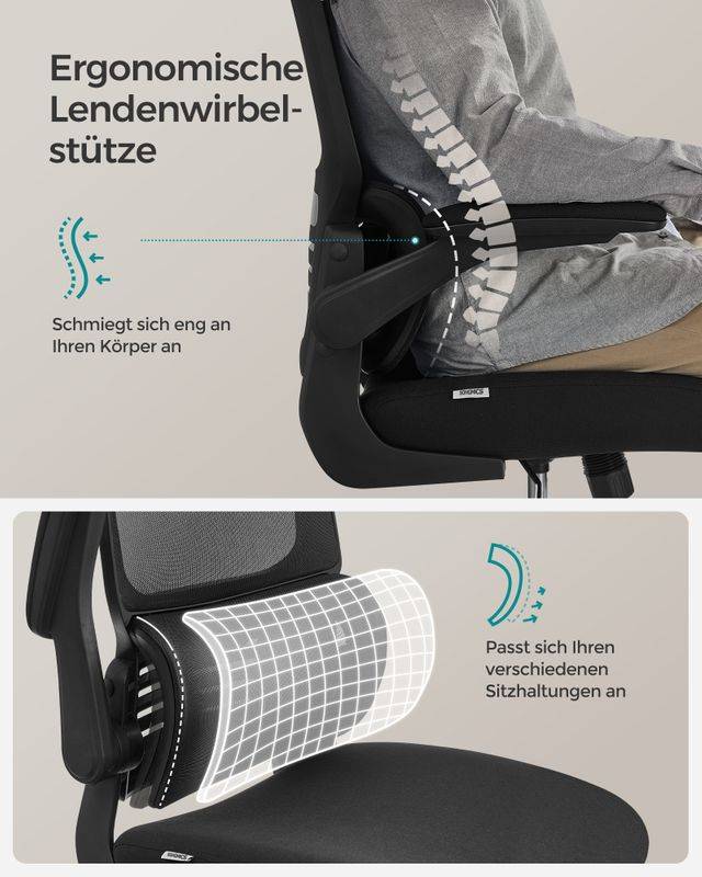 Songmics SONGMICS Bürostuhl mit Lendenwirbelstütze und verstellbarer Kopfstütze Fabrikpreis