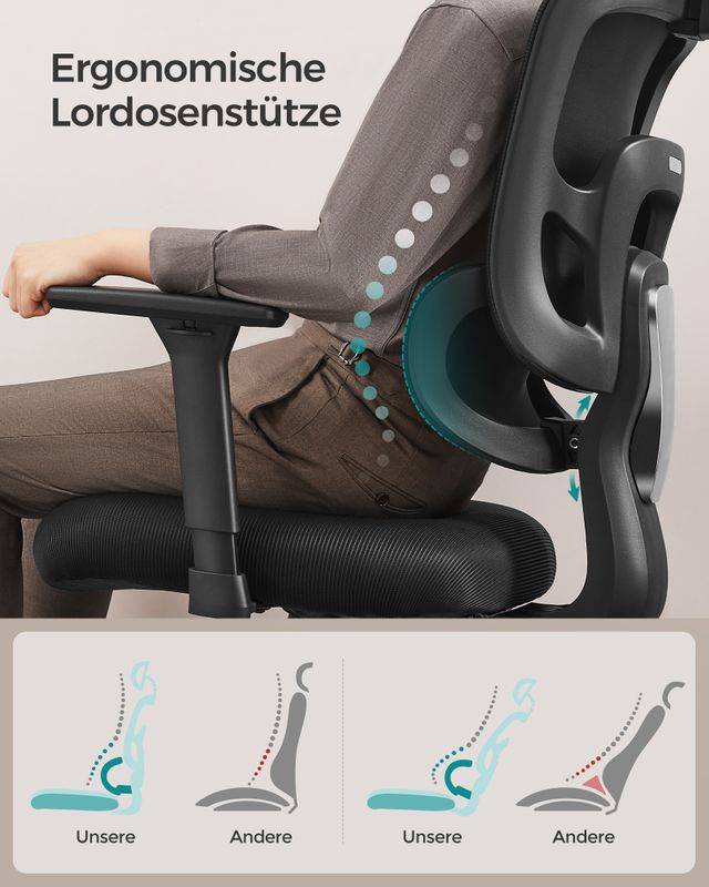 Songmics SONGMICS Bürostuhl mit höhenverstellbarer Lordosenstütze Sonderangebot