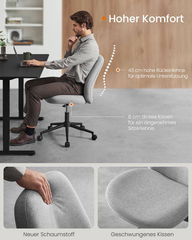 Songmics SONGMICS HOME Schreibtischstuhl mit Sitzfläche und Fußkreuz Exklusivangebot