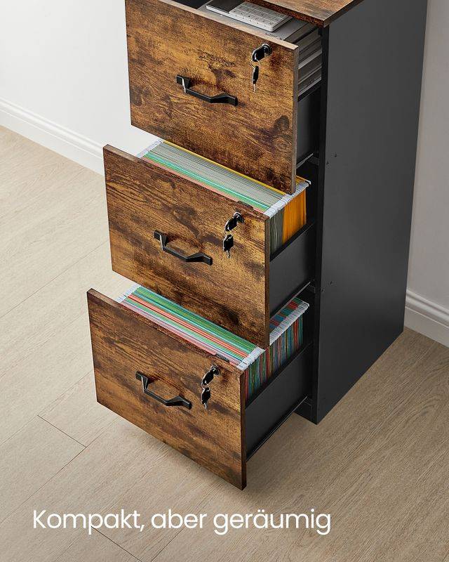 Songmics VASAGLE Aktenschrank mit 3 abschließbaren Schubladen Top Angebot