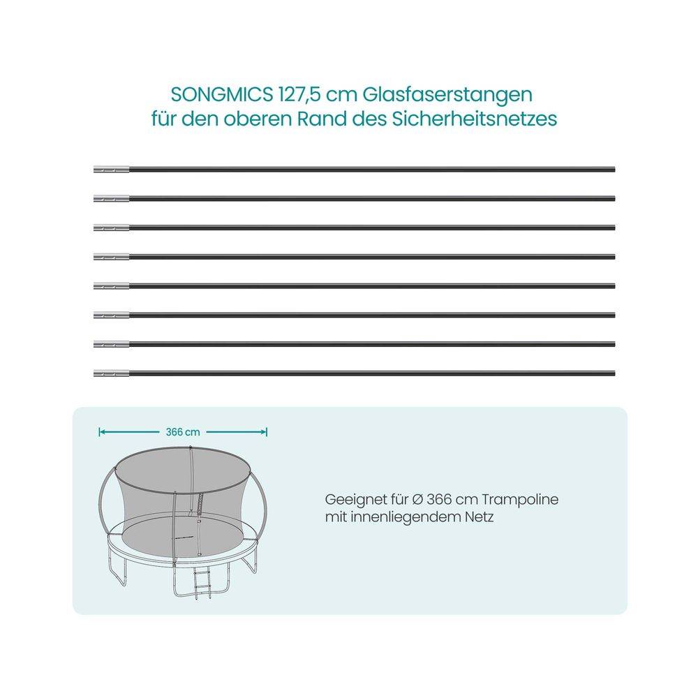 Songmics SONGMICS 127,5 cm Glasfaserstangen für den oberen Rand VIP-Rabatte