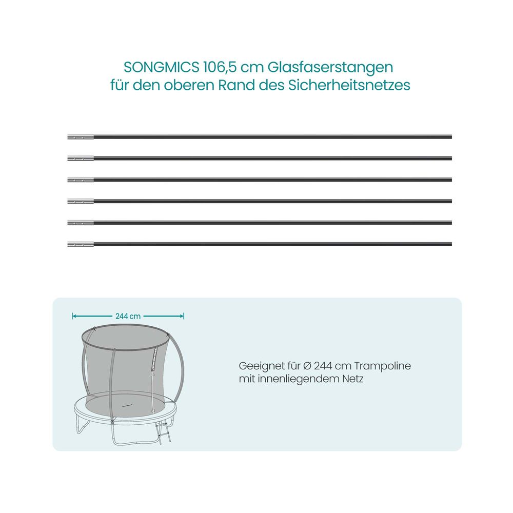 Songmics SONGMICS 6 Glasfaserstangen 106,5 cm für den oberen Rand Letzte 2 Tage