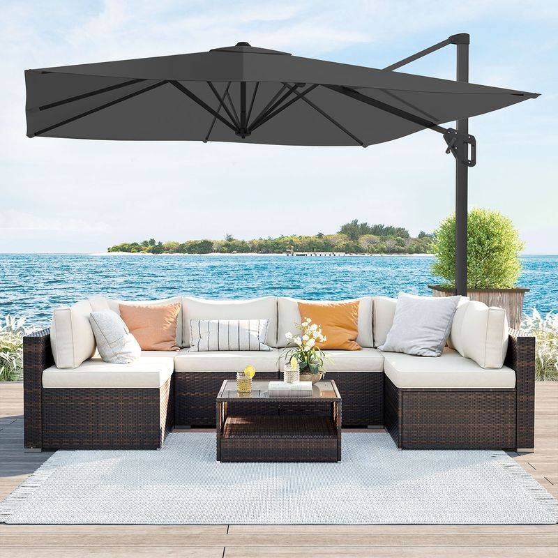 Songmics SONGMICS 360° drehbarer Sonnenschirm mit Kurbel und Ständer Kostenloser Versand international