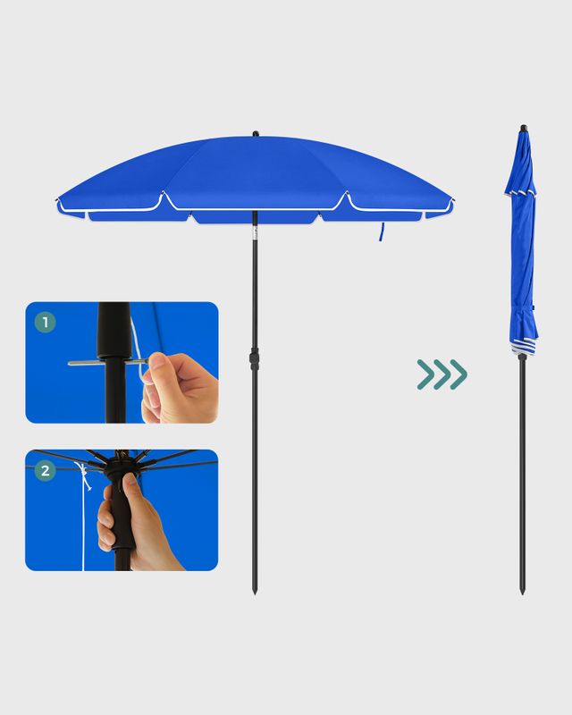 Songmics SONGMICS Sonnenschirm für Strand mit UPF 50+ UV-Schutz Begrenzt auf 3 Tage