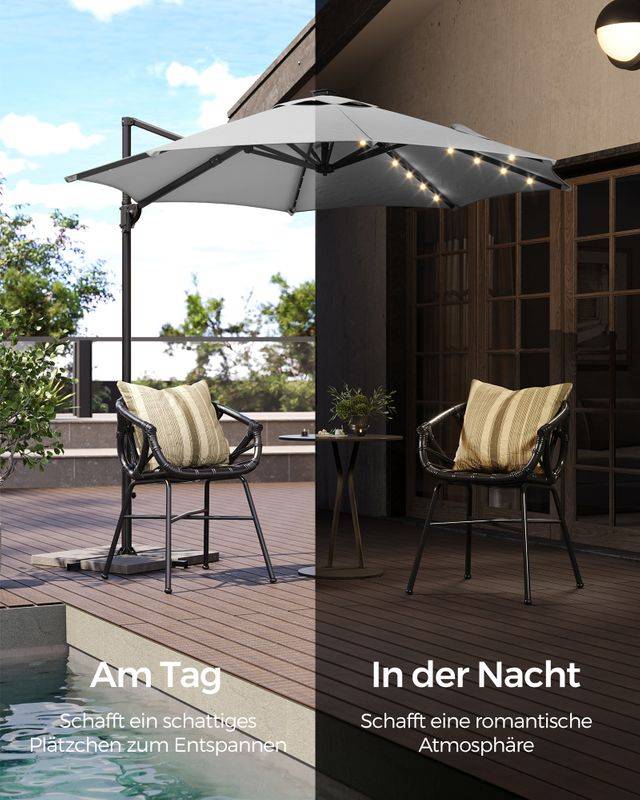 Songmics SONGMICS Ampelschirm drehbar mit Kurbel taubengrau zollfrei