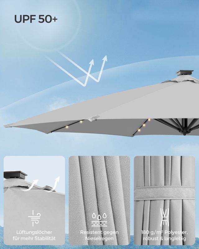 Songmics SONGMICS Ampelschirm drehbar mit Kurbel taubengrau zollfrei