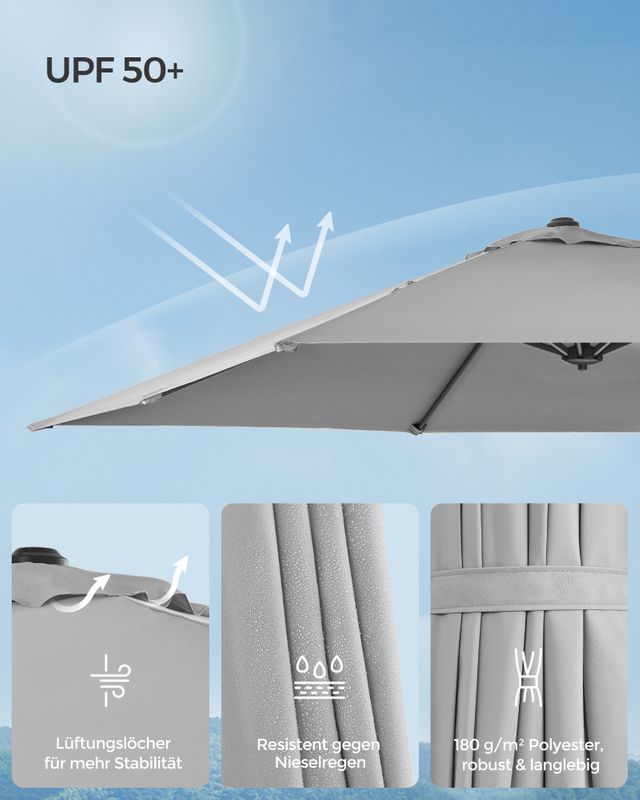 Songmics SONGMICS Sonnenschirm mit Kurbel und Kreuzfuß 50% Rabatt für begrenzte Zeit