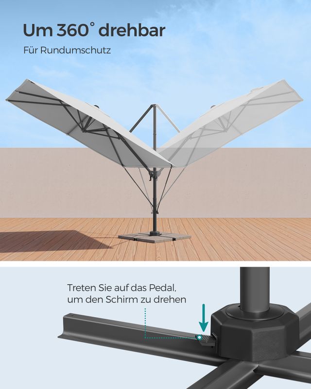 Songmics SONGMICS Sonnenschirm mit Kurbel und Kreuzfuß 50% Rabatt für begrenzte Zeit