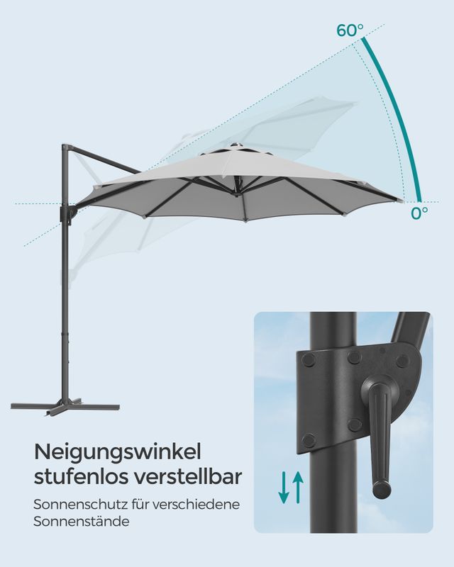 Songmics SONGMICS Ampelschirm UPF 50+ mit Kurbel und Kreuzfuß Rabatte dieses Monats