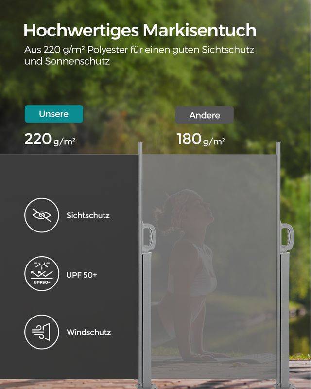 Songmics SONGMICS Seitenmarkise mit Stahl-Kasten rostbeständig und Blitzverkäufe