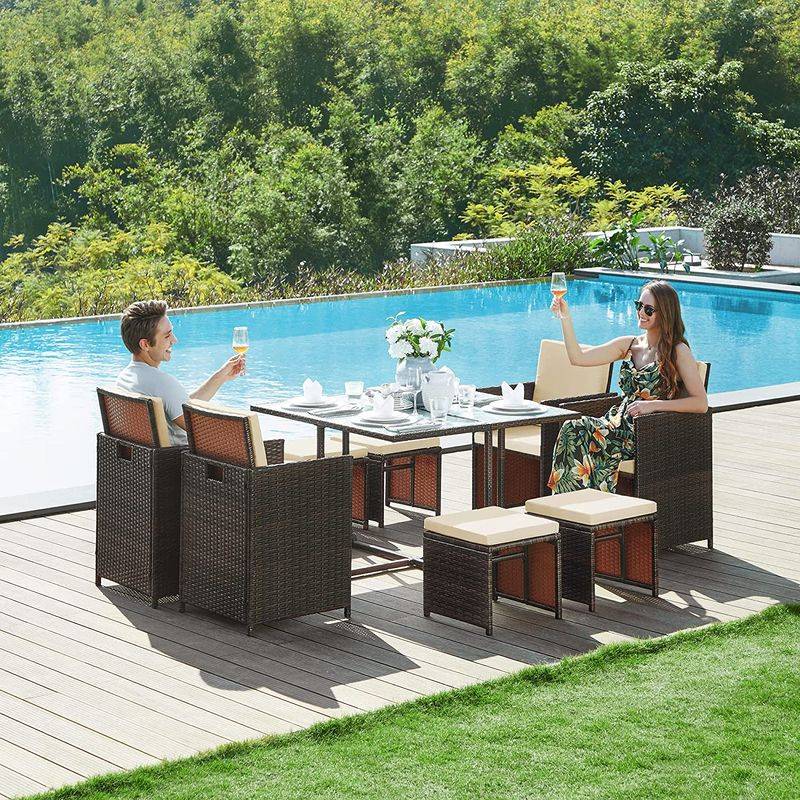 Songmics SONGMICS Polyrattan Gartenmöbel 9er-Set Exklusivangebot