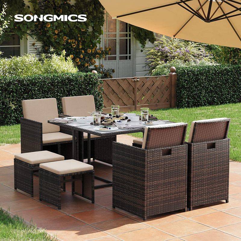 Songmics SONGMICS Polyrattan Gartenmöbel 9er-Set Osterangebot