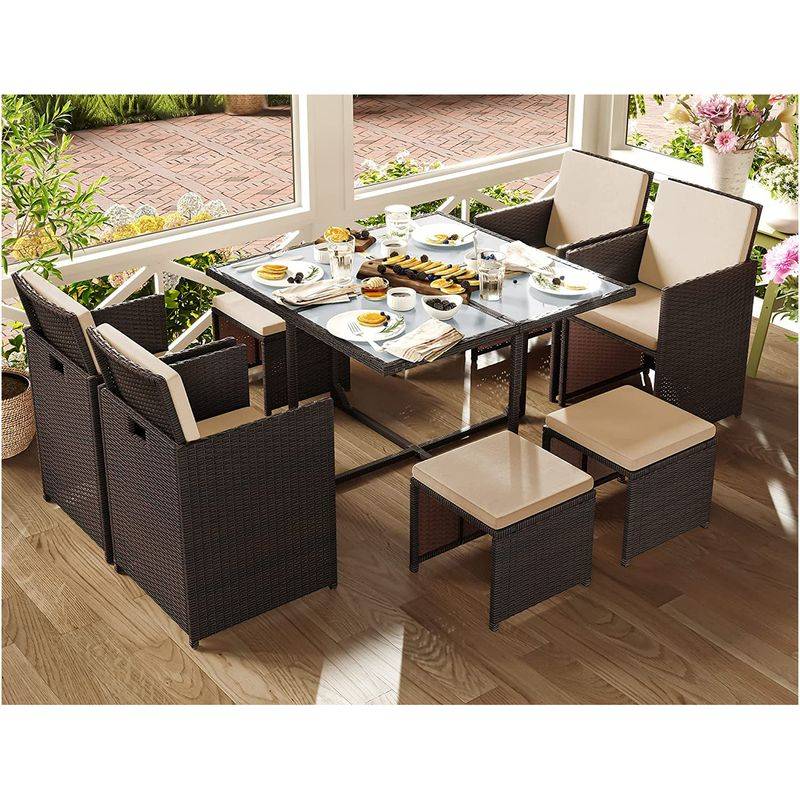 Songmics SONGMICS Polyrattan Gartenmöbel 9er-Set Osterangebot