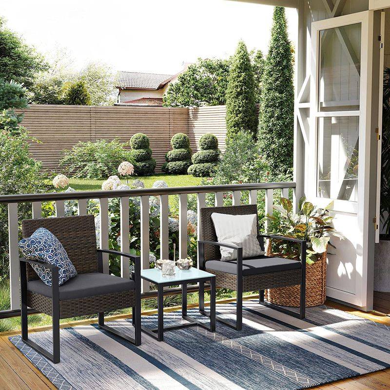 Songmics SONGMICS 3er-Set Gartenmöbel-Set aus Polyrattan Muttertagsangebot