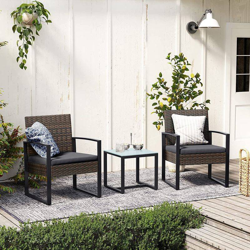 Songmics SONGMICS 3er-Set Gartenmöbel-Set aus Polyrattan Muttertagsangebot
