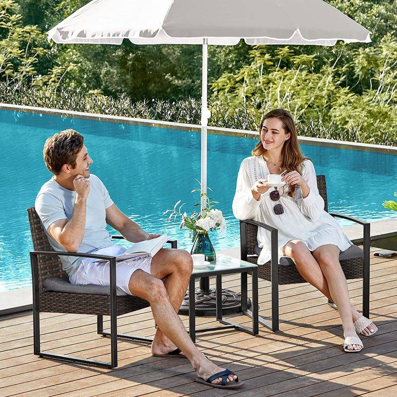 Songmics SONGMICS 3er-Set Gartenmöbel-Set aus Polyrattan Muttertagsangebot