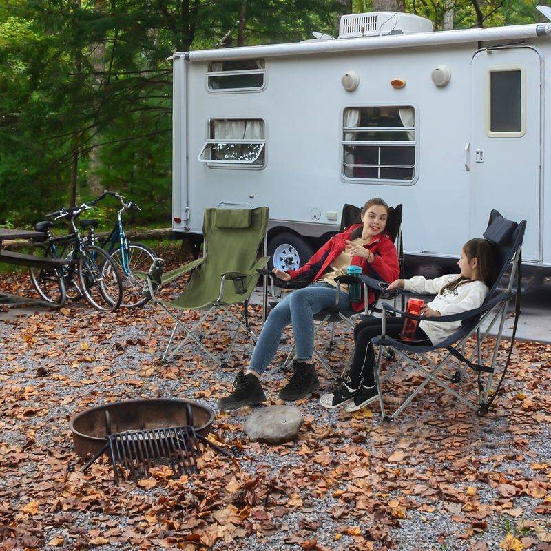 Songmics SONGMICS Campingstuhl mit Armlehnen, Kopfstütze und Getränkehaltern Neueste Mode