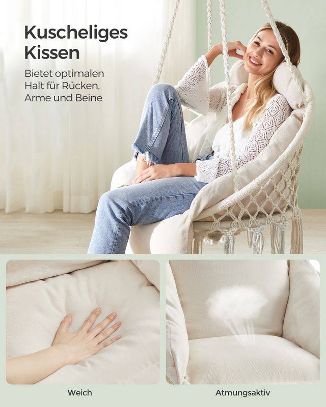 Songmics SONGMICS Hängestuhl für Garten mit dickem Kissen Zeitlich begrenztes Angebot