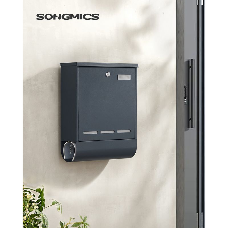 Songmics SONGMICS Briefkasten mit Zeitungsfach und Namensschild anthrazit Letzte 3 Tage