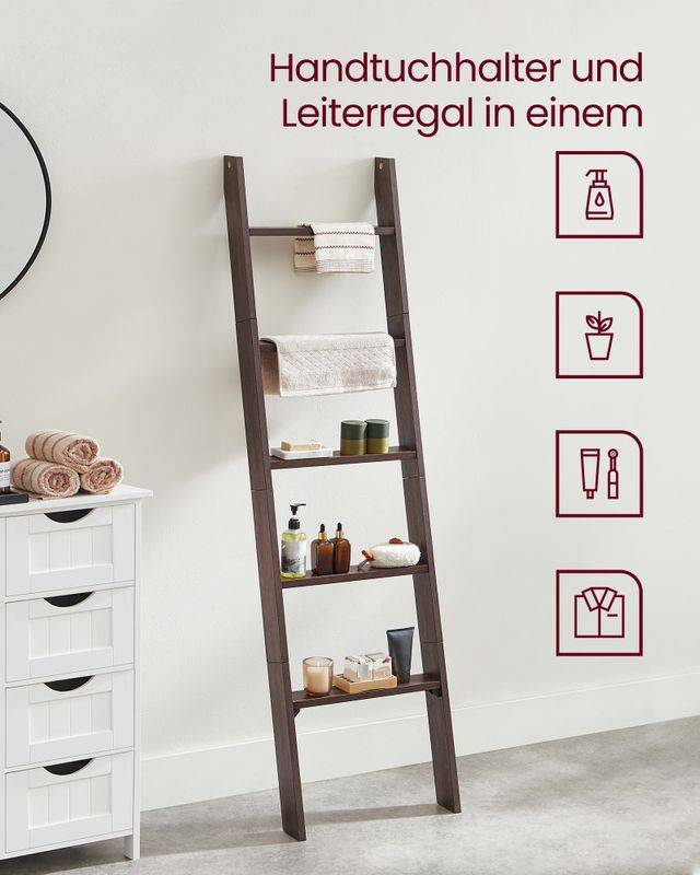 Songmics SONGMICS Handtuchhalter 5 Ebenen 43,7 x 7,8 x 160 cm vintageburgunderfarben Vierteljährliche Förderung