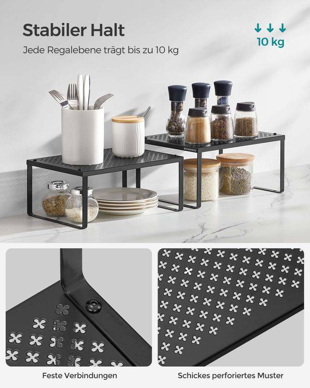 Songmics SONGMICS Gewürzregal 2er Set aus Metall tintenschwarz Clearance-Verkauf