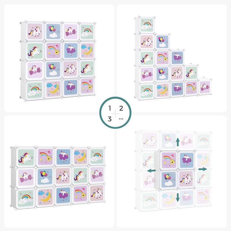 Songmics SONGMICS Regalsystem aus Kunststoff mit 16 Würfeln und Türen für Kinder Versandkostenfrei