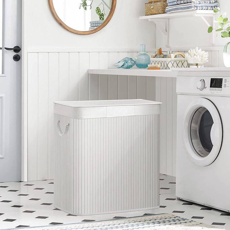 Songmics SONGMICS Wäschekorb aus Bambus mit 3 Fächern Osterangebot