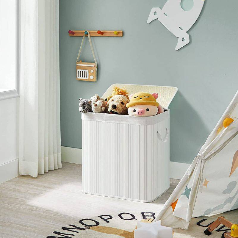 Songmics SONGMICS Wäschekorb aus Bambus mit 3 Fächern Osterangebot