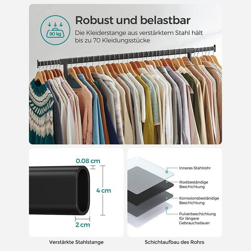 Songmics SONGMICS Ausziehbarer Kleiderständer auf Rollen Lagerräumung