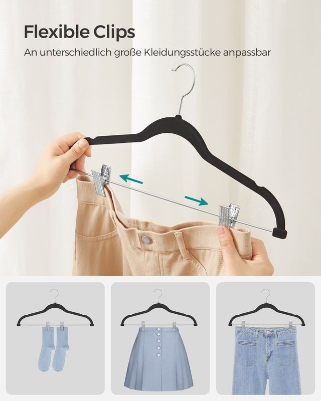 Songmics SONGMICS Kleiderbügel aus Samt mit verstellbaren Clips Kauf eins, bekomm eins gratis