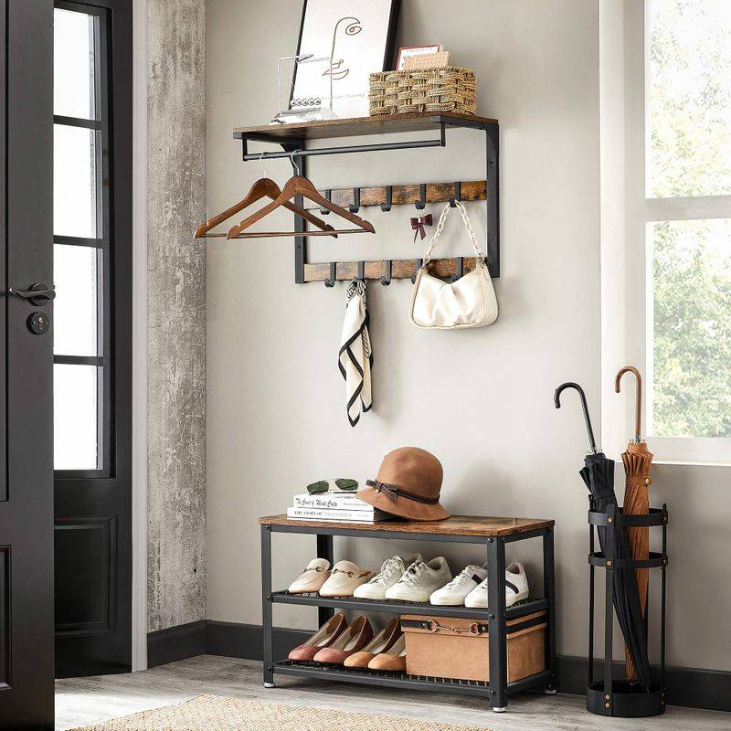 Songmics VASAGLE Wandgarderobe mit Ablage und 10 abnehmbaren Haken Letzte 3 Tage