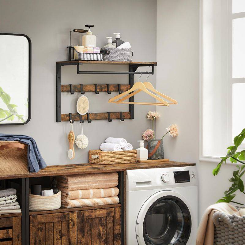 Songmics VASAGLE Wandgarderobe mit Ablage und 10 abnehmbaren Haken Letzte 3 Tage