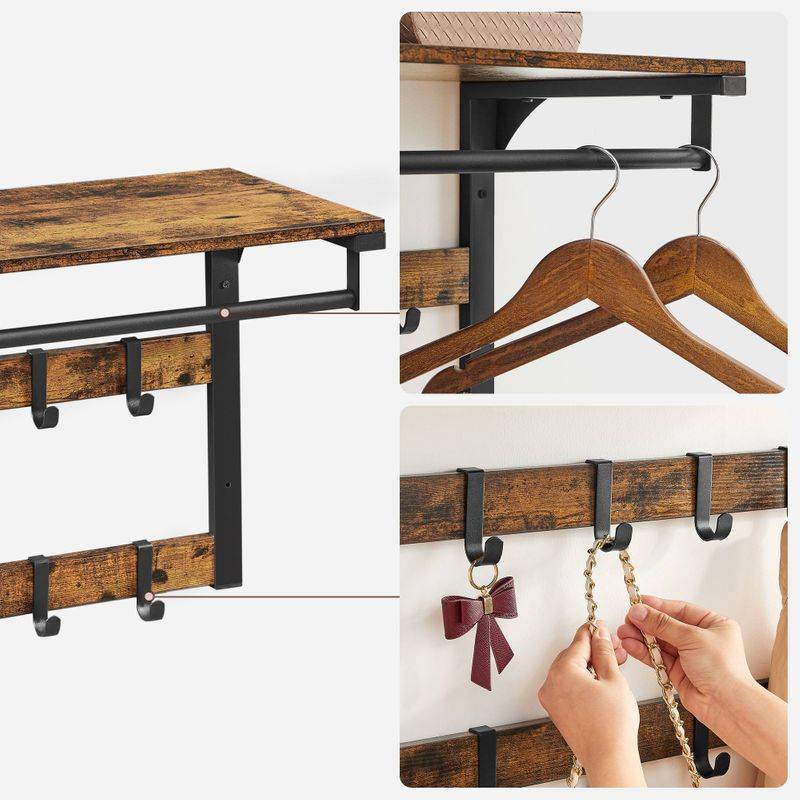 Songmics VASAGLE Wandgarderobe mit Ablage und 10 abnehmbaren Haken Letzte 3 Tage