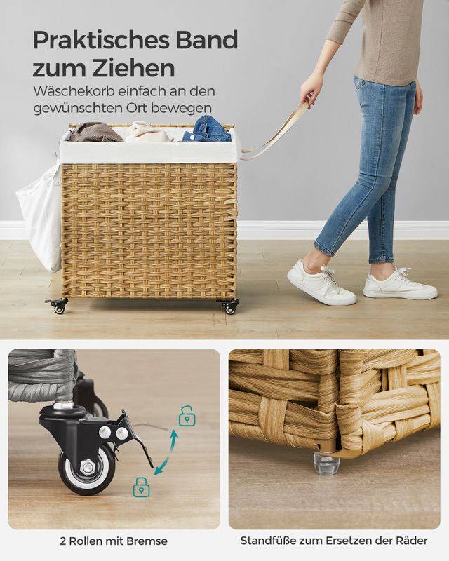 Songmics SONGMICS 140 L handgeflochtener Wäschekorb aus Polyrattan Speichern exportieren