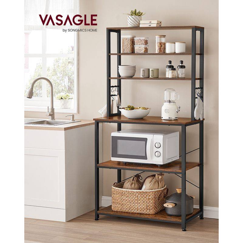 Songmics VASAGLE Küchenregal stehend mit 6 Regalebenen und 6 Haken Black Friday