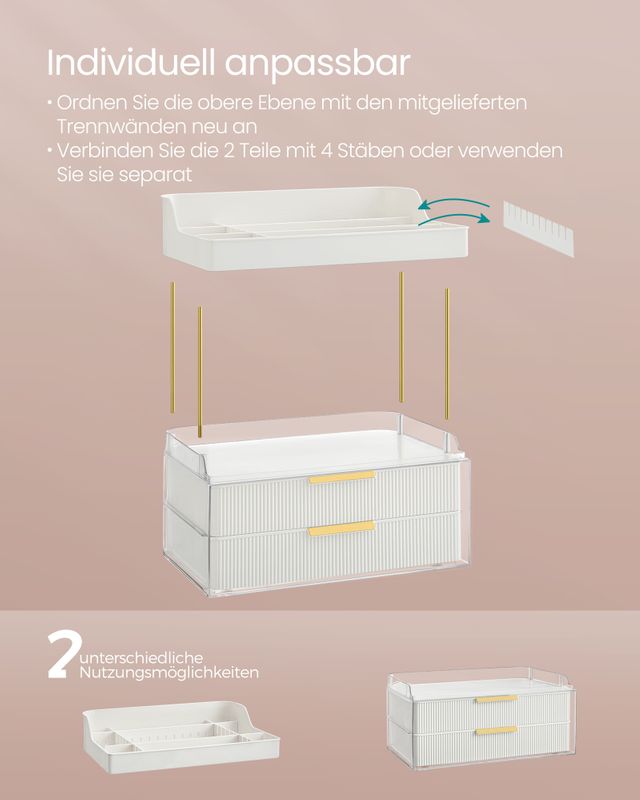Songmics SONGMICS Make-up Organizer 4 Ebenen 20 x 32 x 39,1 cm, wolkenweiß Jubiläumsangebot