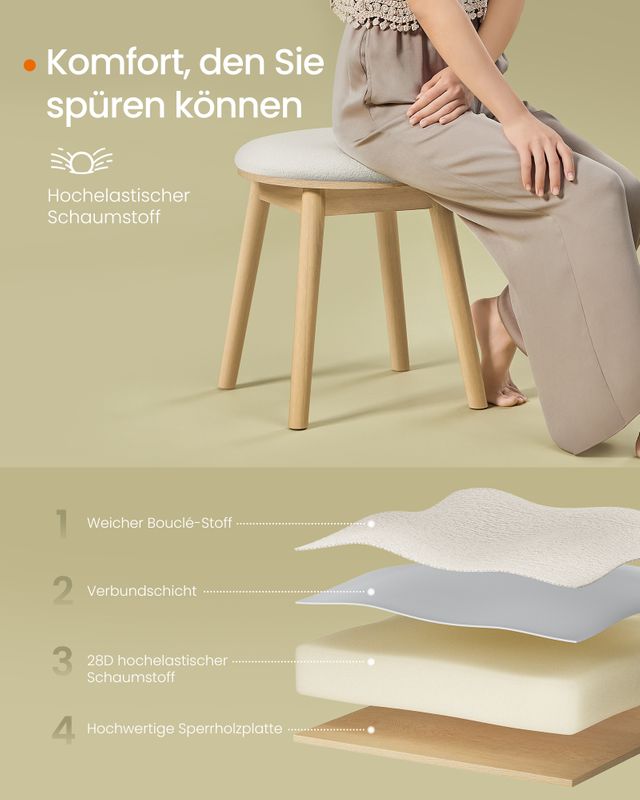 Songmics SONGMICS HOME Schminkhocker rund Boho-Stil Neueste Stile