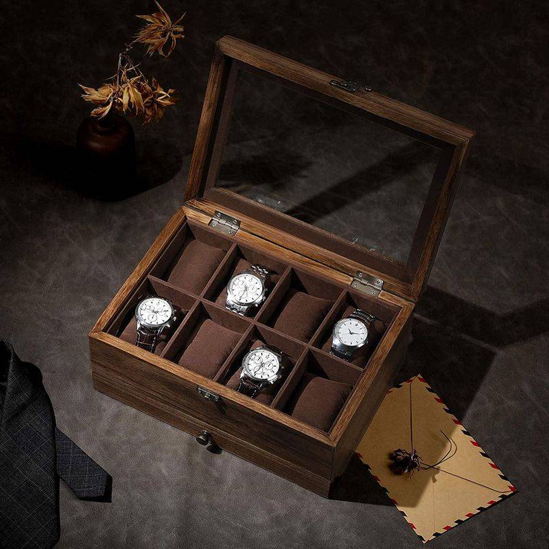 Songmics SONGMICS Uhrenbox mit Glasdeckel aus Massivholz Bis zu 50% Rabatt