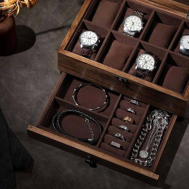 Songmics SONGMICS Uhrenbox mit Glasdeckel aus Massivholz Bis zu 50% Rabatt