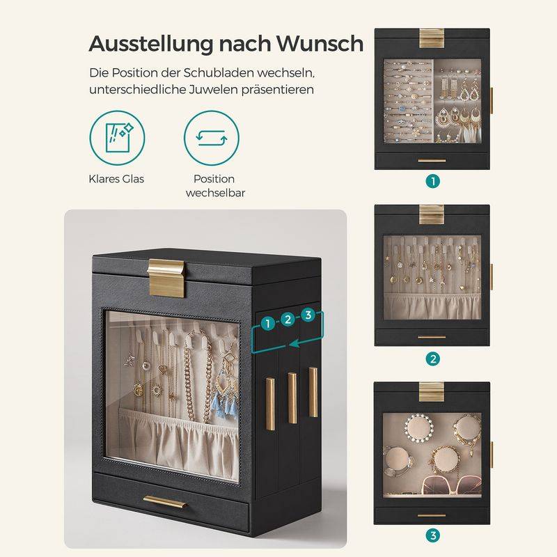 Songmics SONGMICS Schmuckkästchen 5 Ebenen mit seitlichen Schubladen und Spiegel Discount Store für neue Produkte