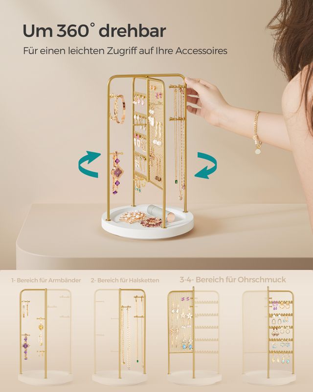 Songmics SONGMICS Schmuckhalter mit Metallrahmen Geschenkidee goldfarben 50% Rabatt mit kostenlosem Versand