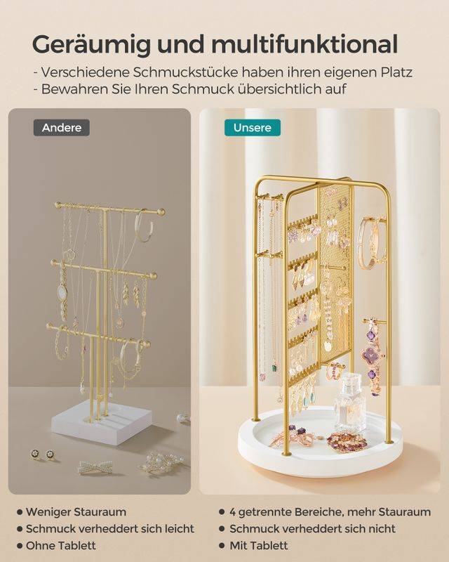 Songmics SONGMICS Schmuckhalter mit Metallrahmen Geschenkidee goldfarben 50% Rabatt mit kostenlosem Versand